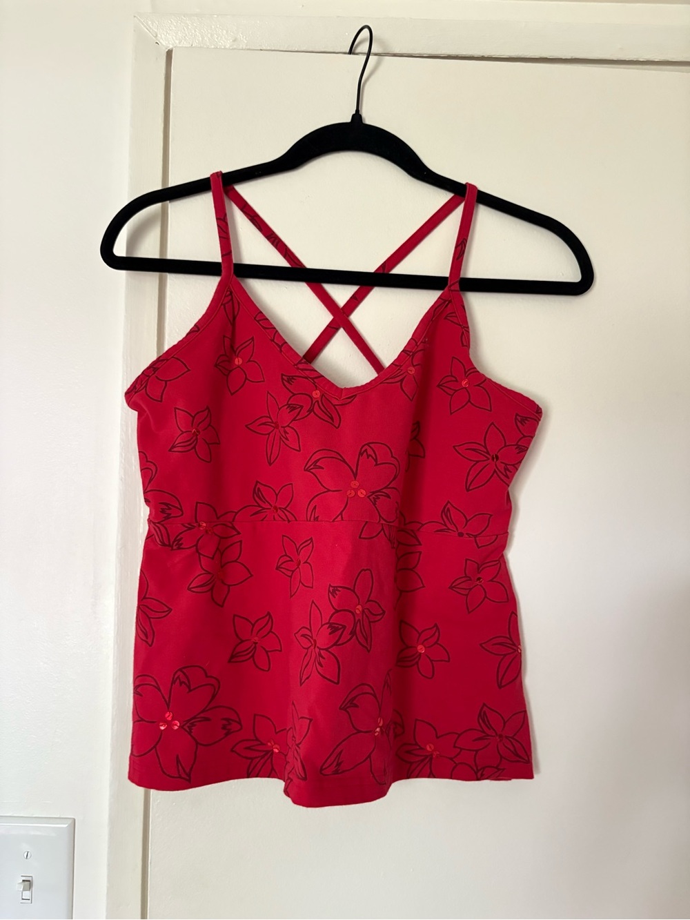 Route 66 Red Floral Crisscross Back Camisole